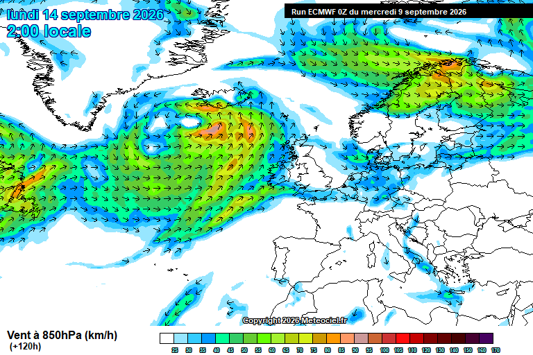 Vent a 850 hPa previst per als pròxims dies.